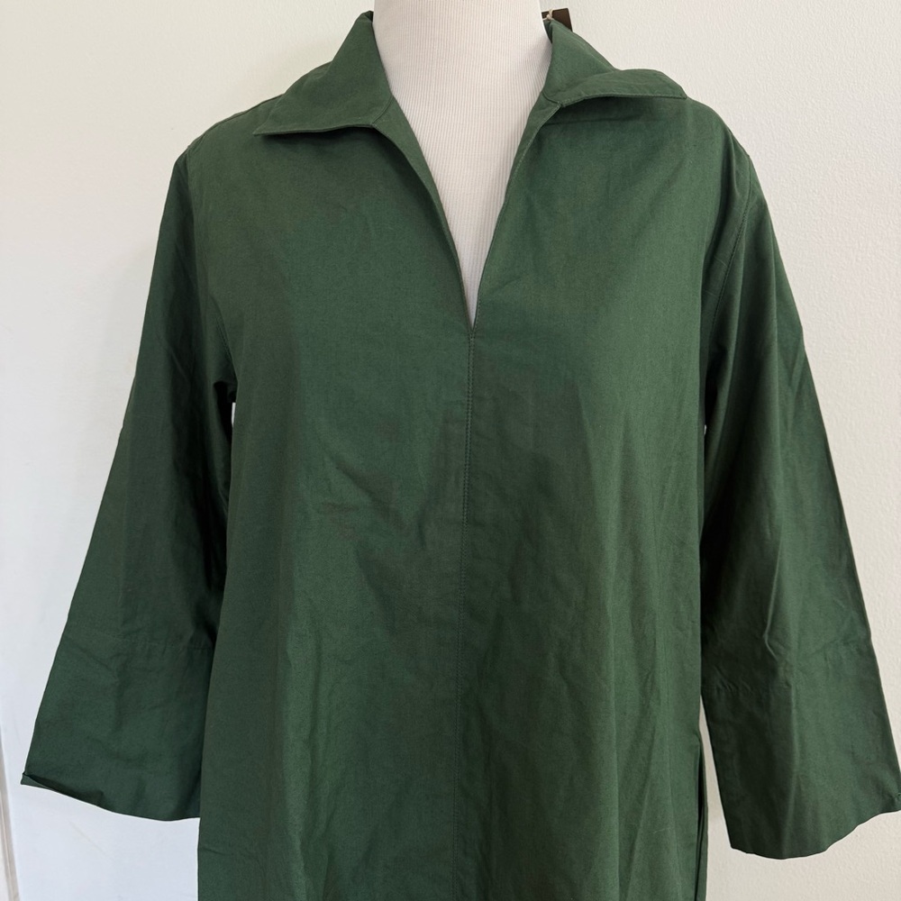 NTW Ann Mashburn Green Cotton & Nylon Blend V-Neck Dress - Picture 4 of 6